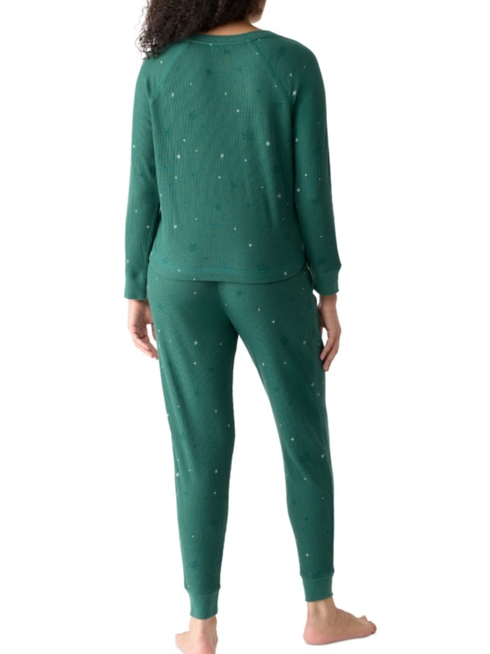 Womens Green Star Thermal Pajama Set